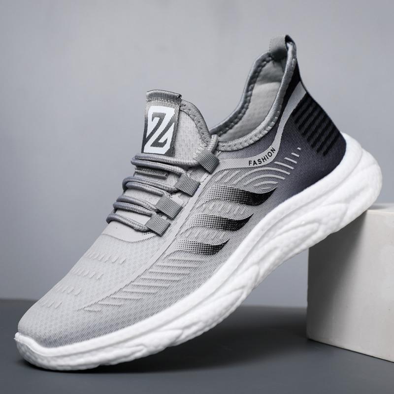 

Men s mesh sneakers New trendy breathable casual shoes Lightweight and versatile student shoes 44 серый