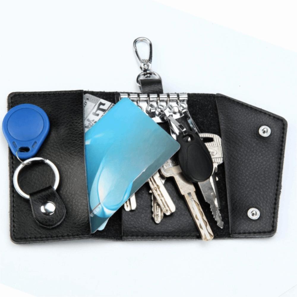 Cow Split Key Holder Organizer Pouch Housekeeper Car Key Wallet Genuine Leather Keychain Men Women