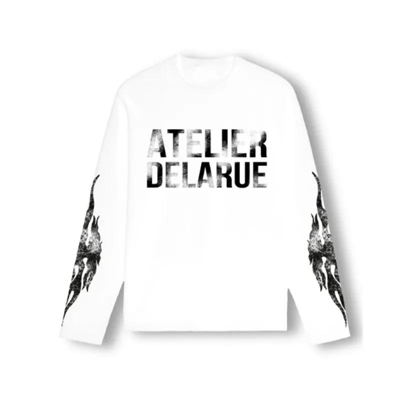 2026 new ATELIER printed round neck ruffian handsome long sleeve letter printed T-shirt versatile casual style