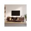 TV Stand - MUVOE - 180 Cm - Dark Wood - 2 Rattan Doors - 4 Spacious Drawers