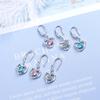 Fashion Female Earrings  Sterling SIlver Love Heart Shaped Pink CZ Zircon Earrings for Women Girls Pendientes Oorbellen