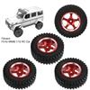 Set of 4 Aluminum Wheel Hubs with Rubber Tires for MN86 112 CarRed RC Parts (Red)