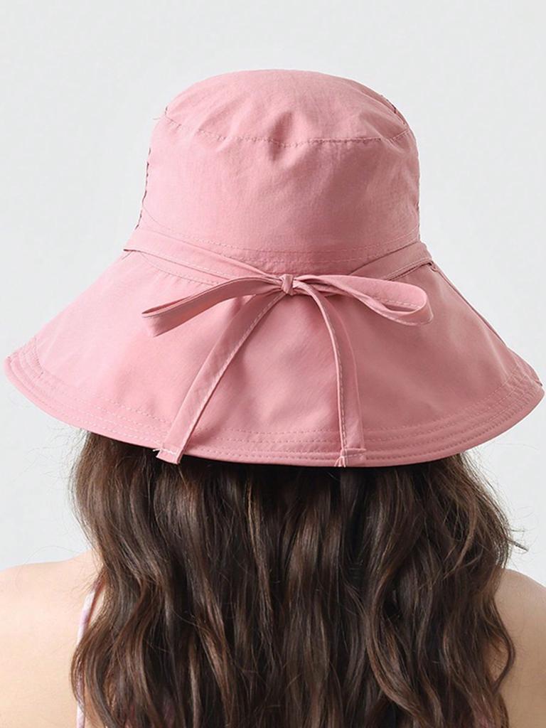 Breathable Solid Color Bucket Hat Large Brim Sun Protection Adjustable Strap Minimalist Japanese Style Summer Sun Hat For Women