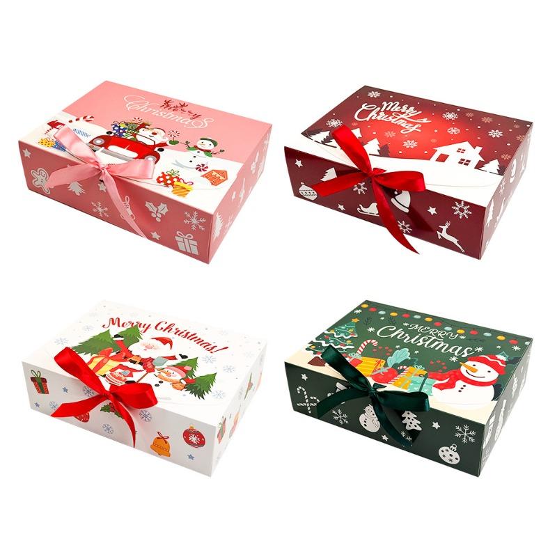 Christmas Packaging Box Party Holiday Cartoon Gift Box Christmas Candy Box Color Flip Folding Gift Box