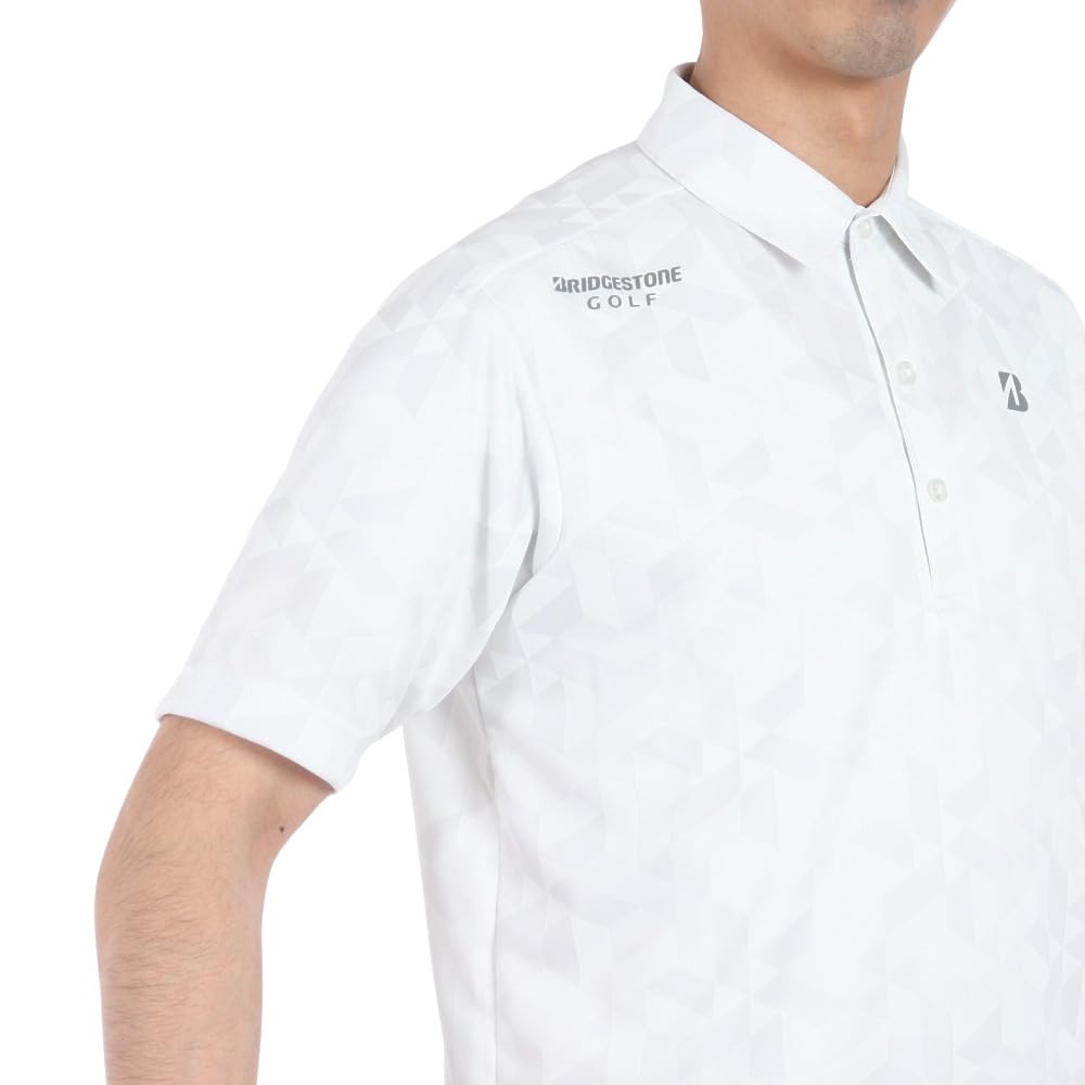 BRIDGESTONE Golf AGM08A Men's Short Sleeve Golf Shirt, White