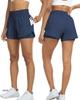 Women's High-Waisted 2-in-1 Quick-Dry Shorts with Zipper Pocket Elastic Waist for Workout Running Gym Yoga Fitness Sportswear