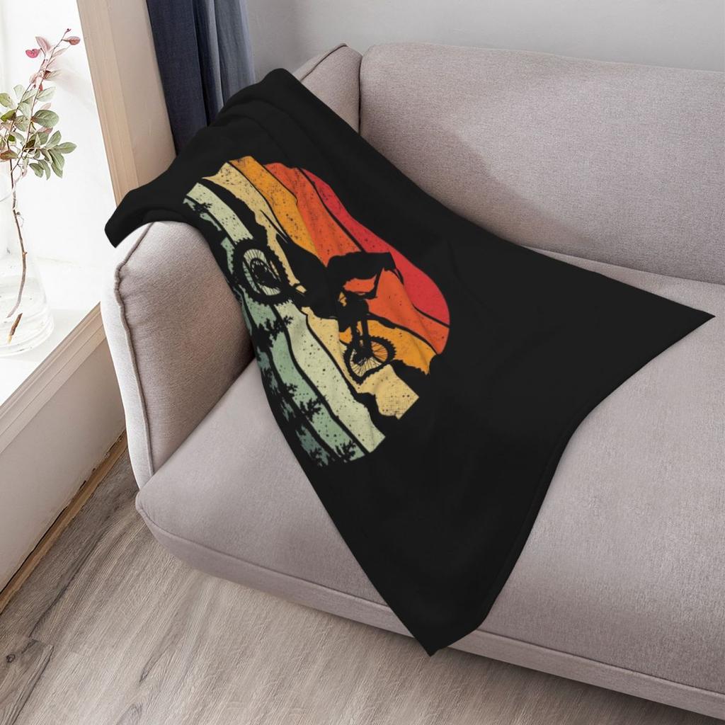 Braaap Dirt Bike Motorcross Vintage Retro Style Funny Throw Blanket Halloween Soft Plush Plaid Warm Furry Travel Soft Blankets