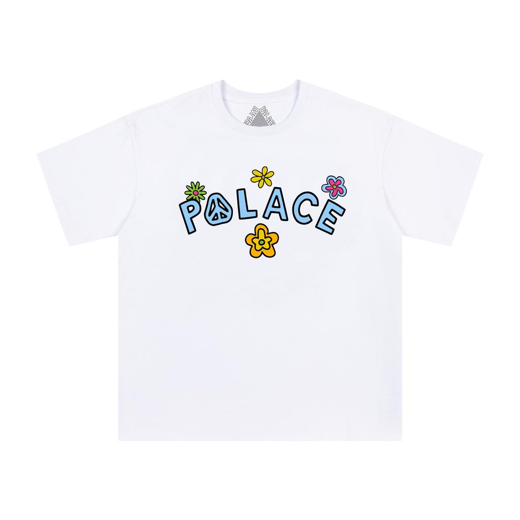 ZL-060835 trendy brand PALACE peace flower printing short-sleeved T-shirt men's loose crew neck summer new couple