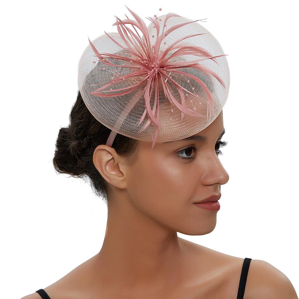 Women Girls Mesh Fascinators Hat Cocktail Party Headband Wedding Hat
