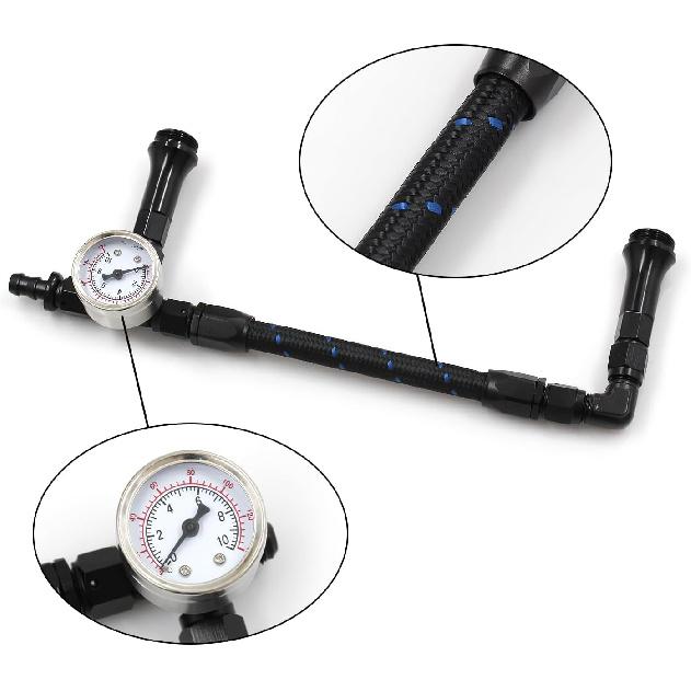 Braided AN6 Dual Feed Carb Fuel Line Double Pump For Holley 4150 Carburetor With Vacuum Pressure Gauge