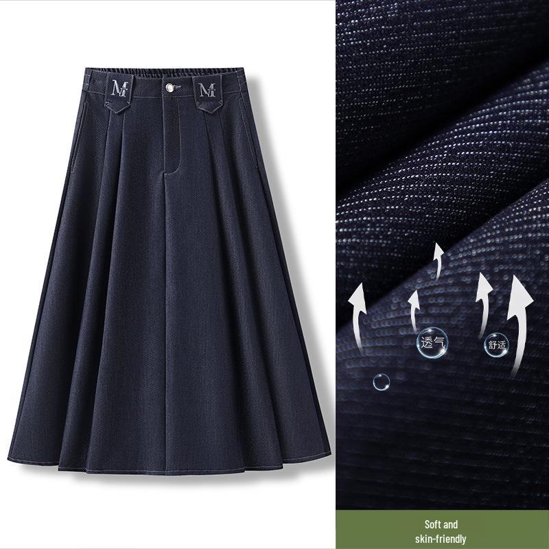 Simple High-Waisted Mid-Length Denim Skirt - 2026 Early Spring Collection, Comfortable, Loose, and Slimming Fit.