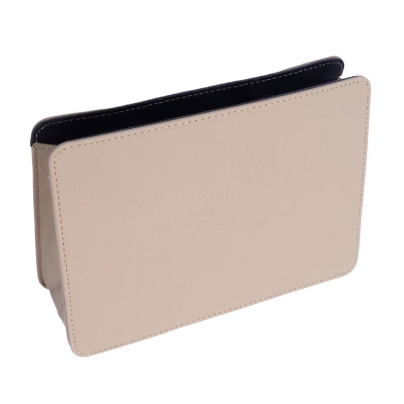 Car Truck Portable Trash Can Garbage Rubbish Bin Hanging Storage Bag Organizer Case Holder Accessories Beige PU Leather