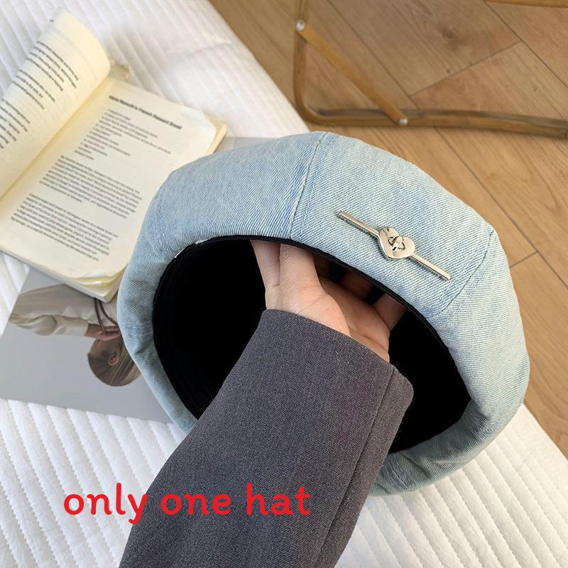 Джинсовая Бейсболка с Вышитым Нашивкой-Сердечком Дышащая Летняя Шляпа Для Женщин светло-синий