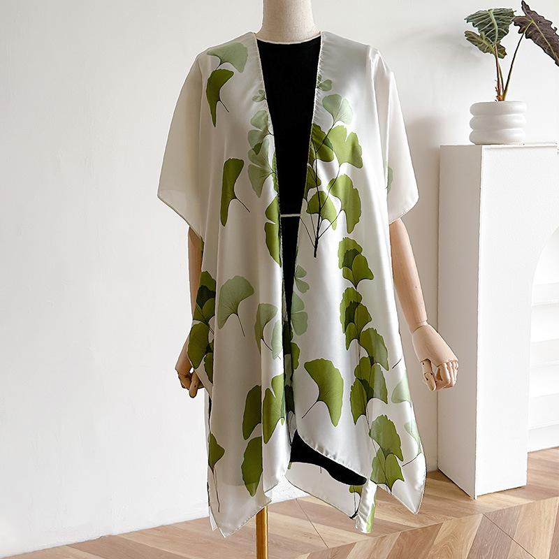 Spring And Summer Lijing Forging Sunscreen Silk Scarf Cape Split Shawl Femininity High-End Scarf Outer Wear