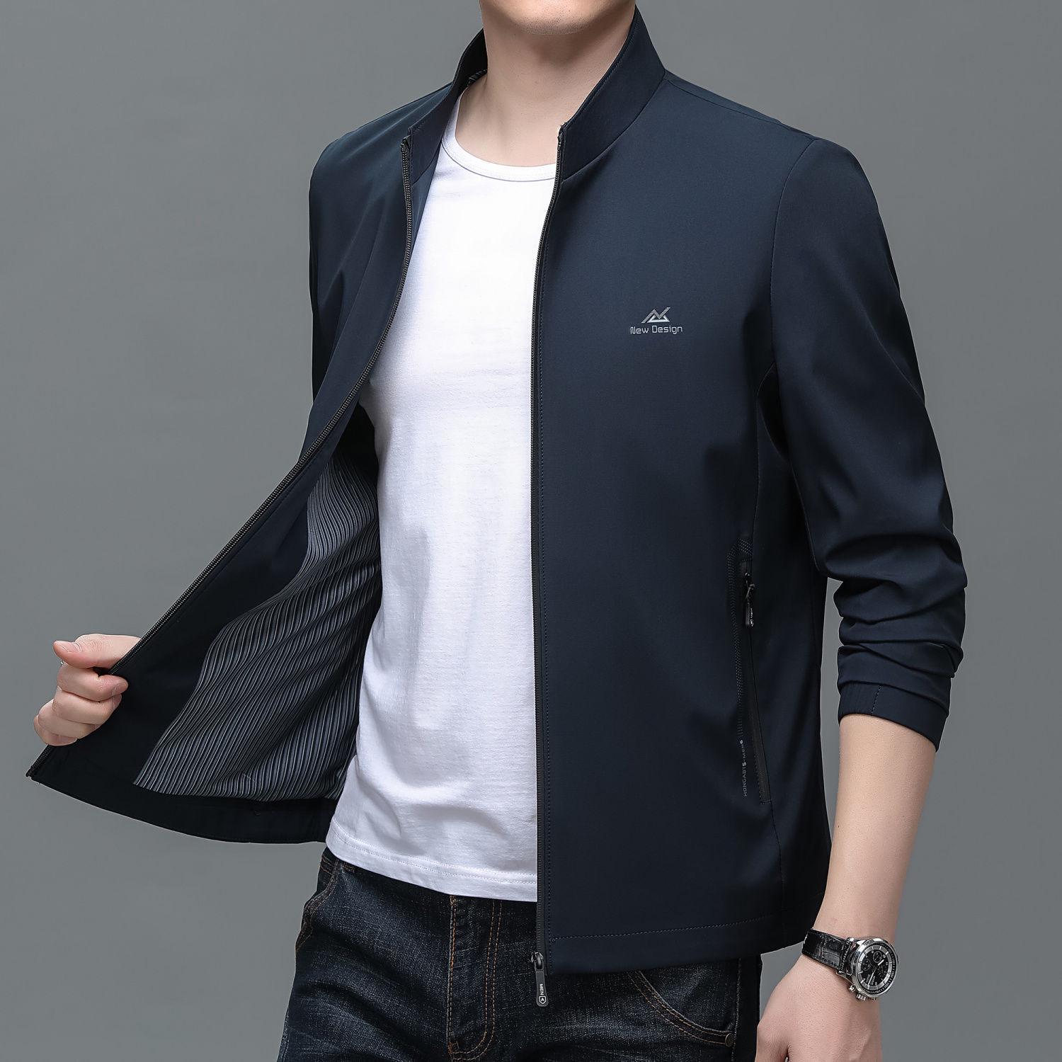 

Men s Spring/Autumn Casual Stand Collar Jacket for Middle-aged Dads M 40-55kg