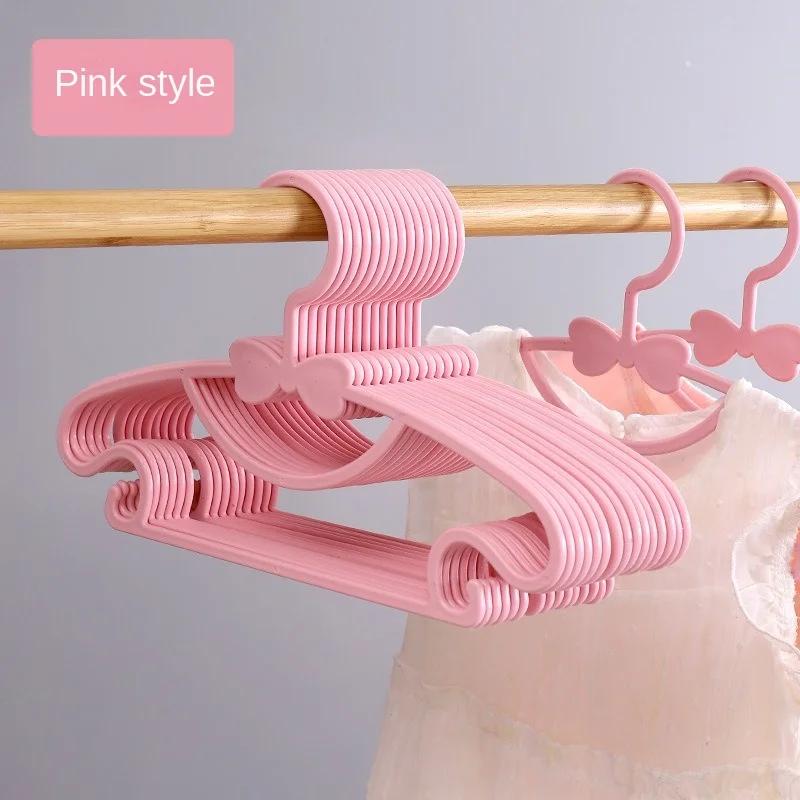 10-50PCS Kids Hangers Baby Clothes Hangers for Drying Child Hanger with Bow Design for Home Use Dry Wet Two Use