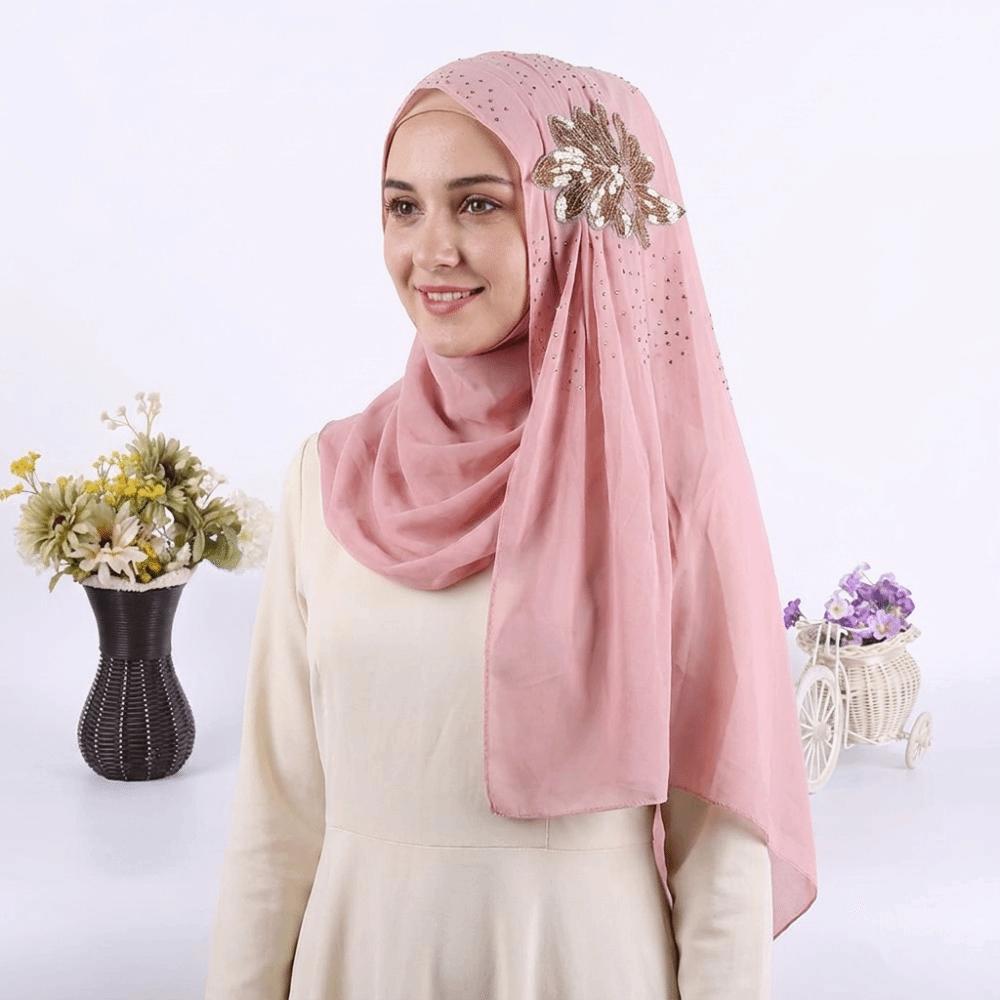 Shiny Sequin Embellished Headscarf Light Luxury Long Scarf Elegant Head Wrap Turban Festival