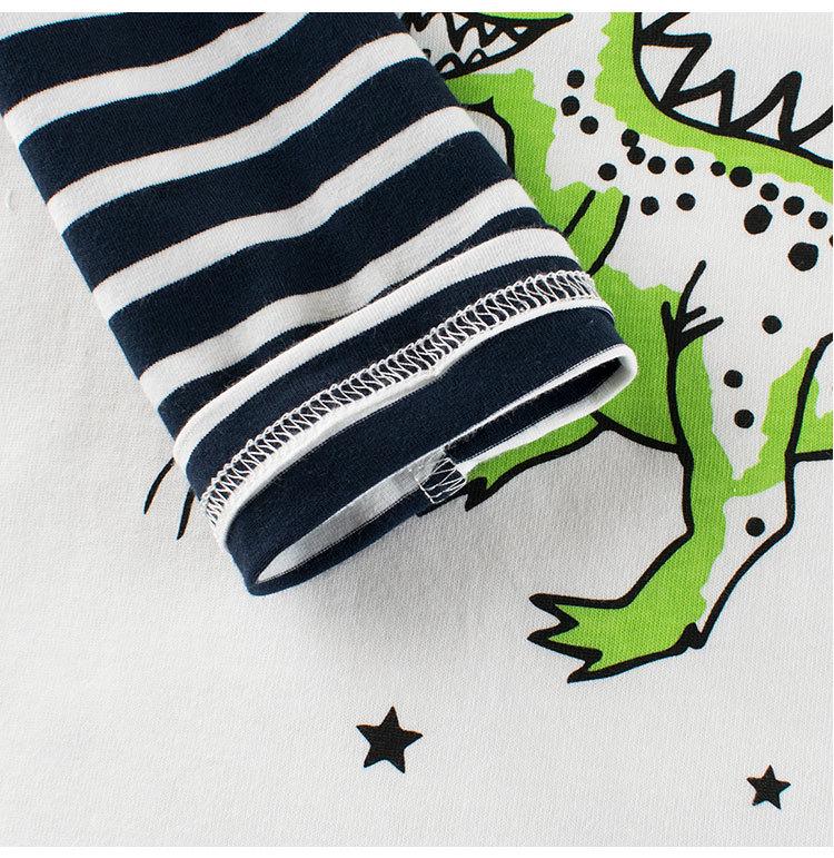 27kids Autumn 2025 Boys' Dinosaur Long-Sleeve Layered T-Shirt