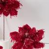22CM Wine Red Artificial Poinsettia Flower Sequins Simulation Flowers  Christmas Decoration