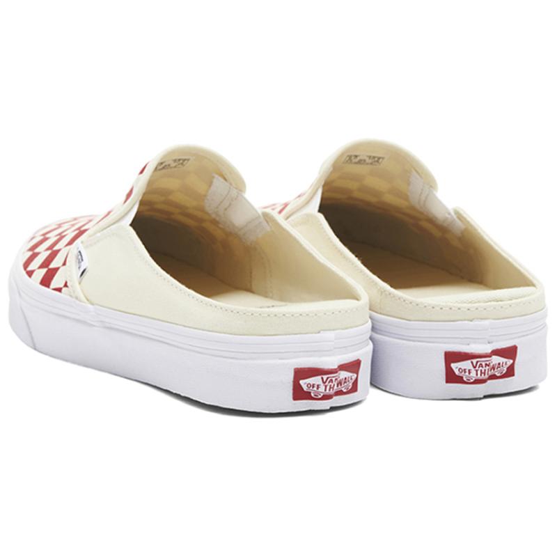 Vans Slip-on Low-Top Skateboard Shoes Unisex Red And White Plaid Vans VN0004KTTLF1