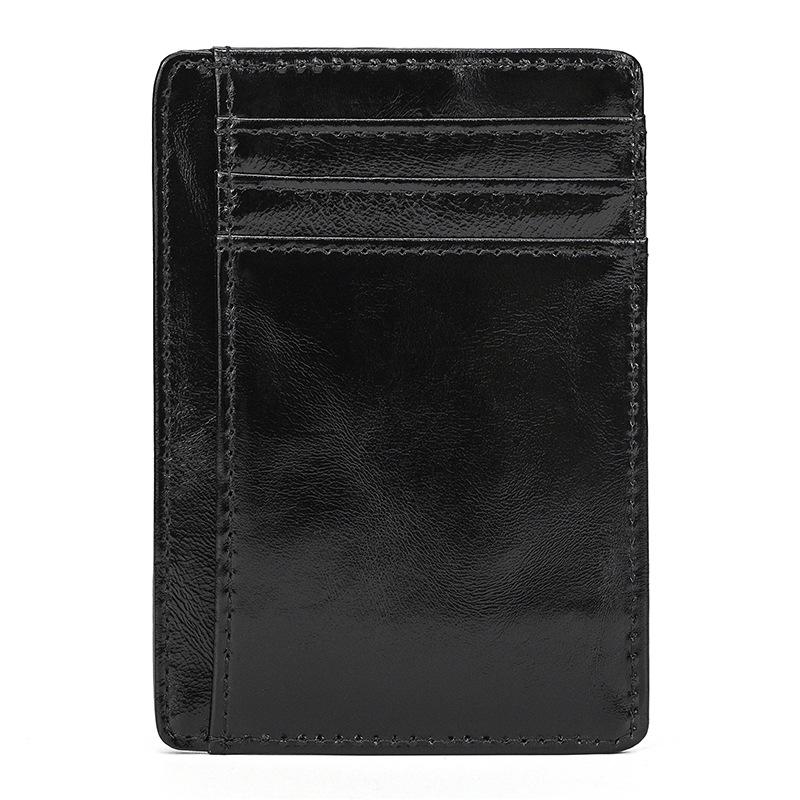 Genuine Leather Ultra-Thin Card Holder Wallet for Men & Women with Photo Slot and Dollar Clip