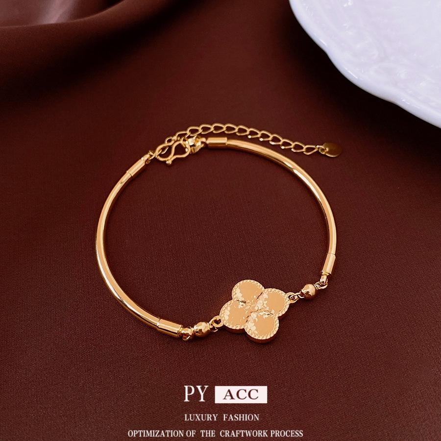 

Браслет в виде цветка-горлянки с покрытием из 18-каратного золота: Шикарный китайский стиль, универсальный модный браслет, элегантное женское украшение для руки