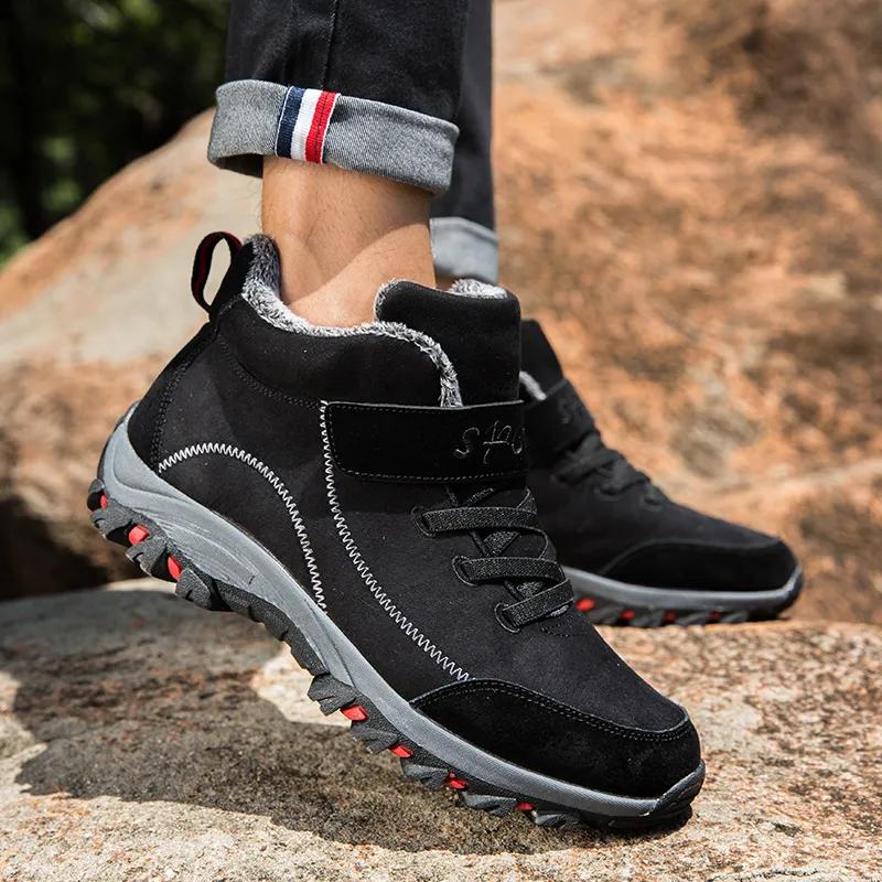 Waterproof Winter Men Boots Suede Warm Snow Women Boots Men Work Casual Shoes High Top High-top Non-slip Ankle Boots