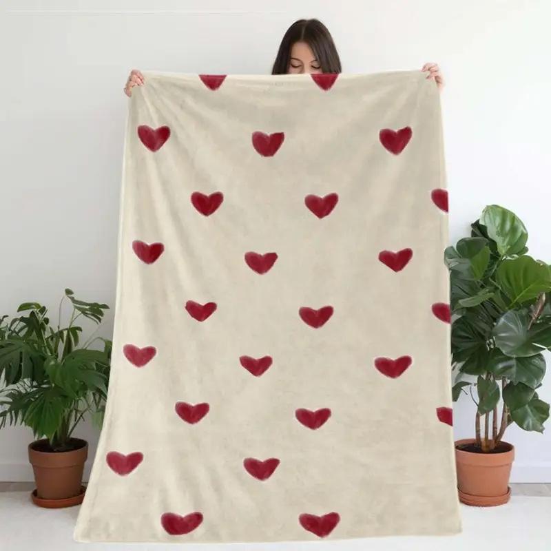 Romantic Love Series Digital-printed Polyester Bedroom Velvet Flannel Cover Blanket Fleece Soft Sofa Cover Blankets for Beds
