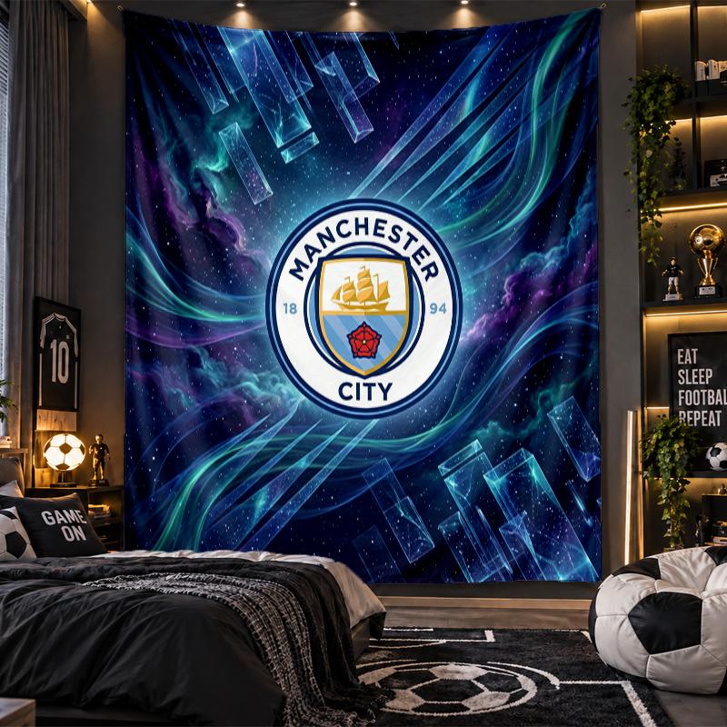 Væghængt Gobelin Manchester City Print Stof til Stue Soveværelse Boligindretning