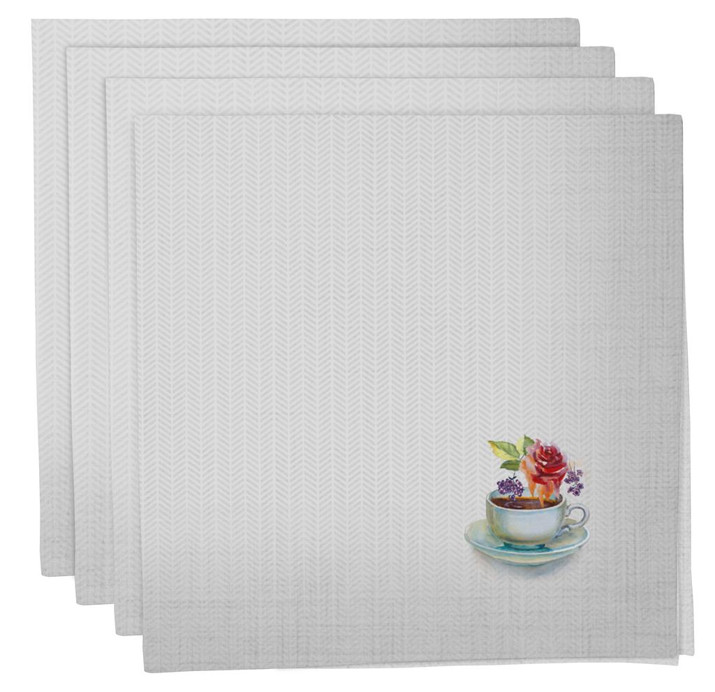 Vargottam Napkins  Florals  Print, Premium Quality Dinner  Napkins, 100   Cotton, Set of 4 Reusable  Napkins  Set, Size 20X20