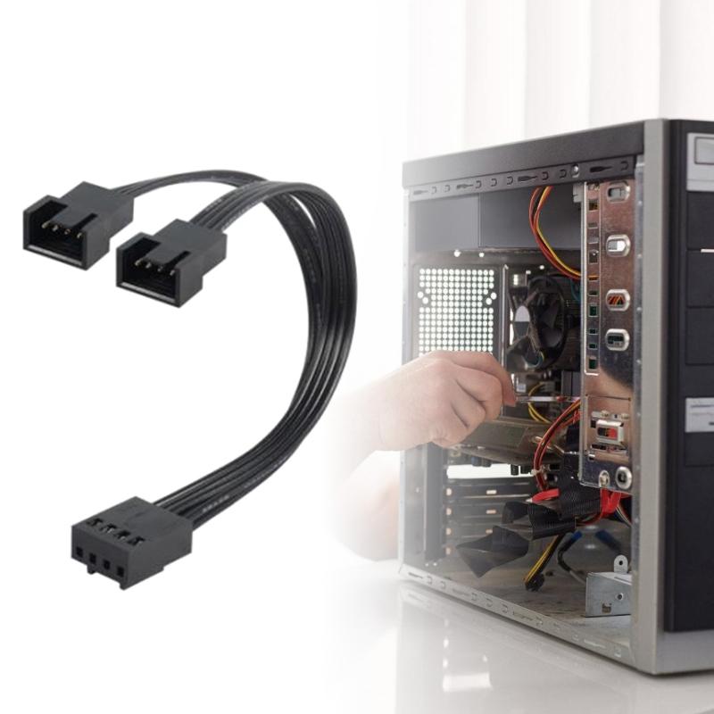 4Pin Fan Extension Cable 1 to 2 4Pins PWM Splitter for PC Motherboard, 13cm Total Length, Durability Designing