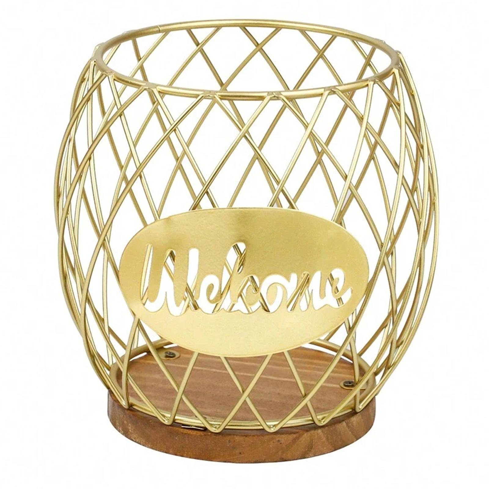 

Letter Design Coffee Capsule Holder Hollow Iron Rack Snacks Candy Metal Storage Basket B