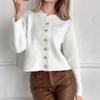 2025 Autumn/Winter Women's Single-breasted Knit Cardigan: European & American Style, Long Sleeve, Solid Color, Casual Sweater Coat