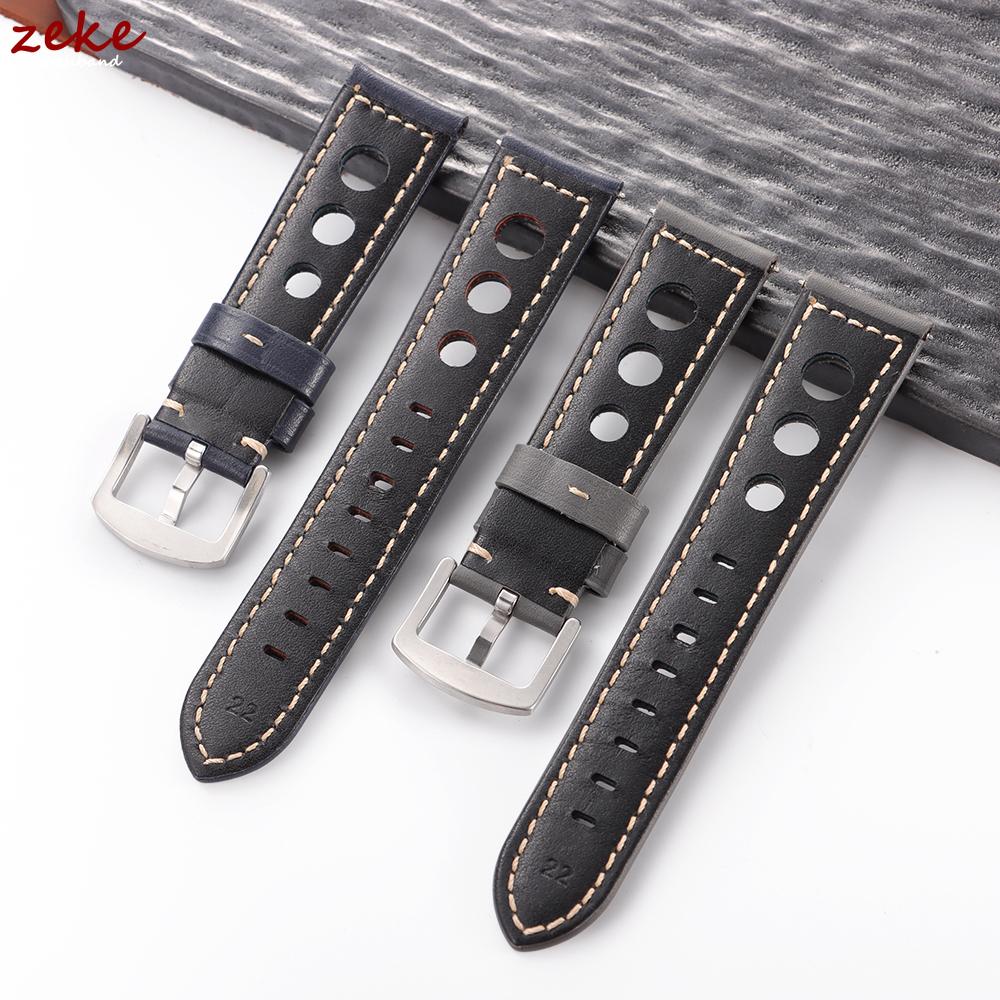 Vintage Cowhide Genuine Leather Watch Strap 20mm 22mm 24mm 26mm Metal Pin Buckle Band Breathable Watchband bracelet belt for men