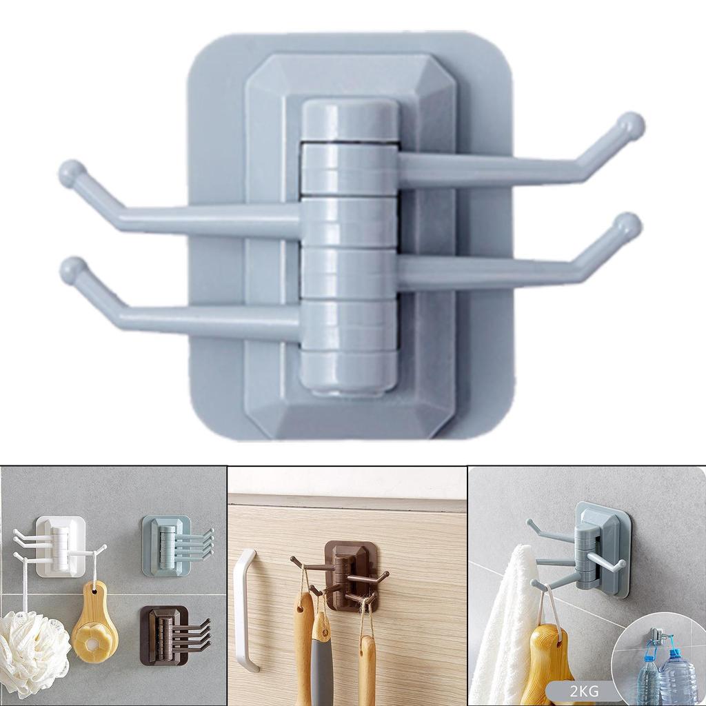 Bathroom Towel Hooks Nail Wall Mounted Kitchenware Holder Storage Cookware Kitchen Rotary Hook