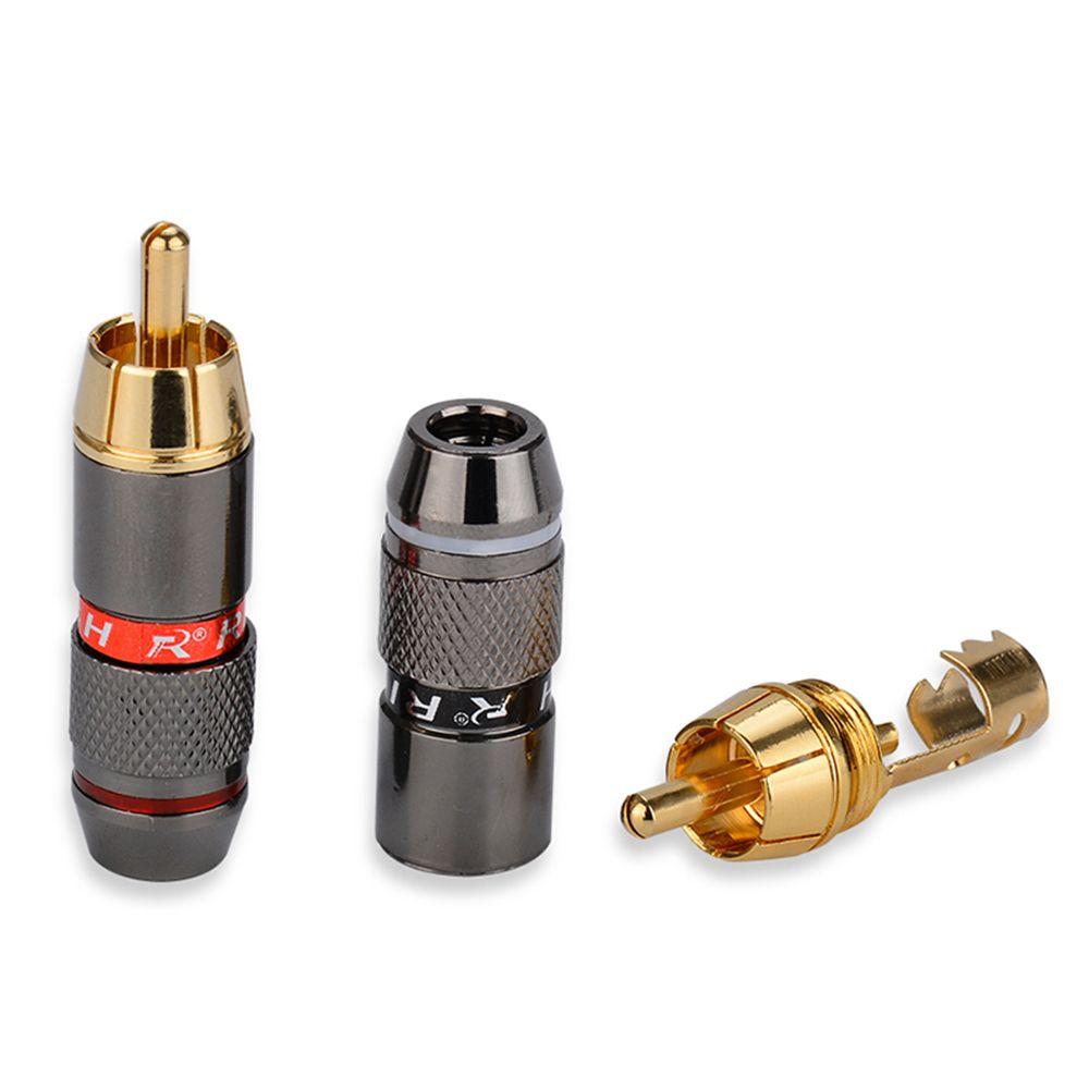 HI-FI 6mm RCA Male Adapter Cable Wire Connector Gold Plated RCA Plug