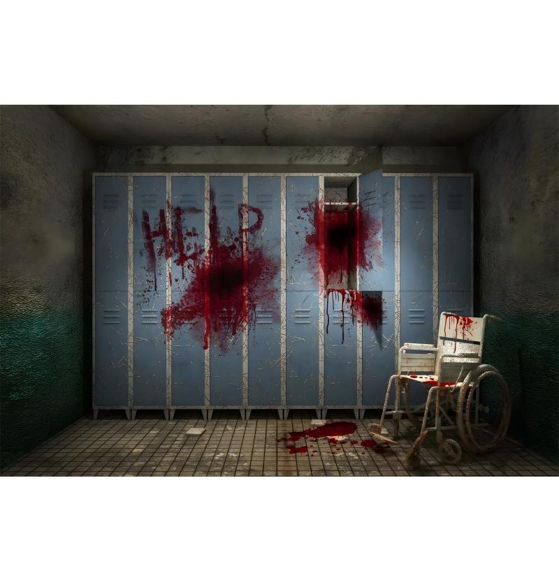 Halloween Pozadí Fotografie Krvavá Zombie Sestřička Pacient Halloween Strašidelný Dům Párty Foto Koutek Strašidelná Nemocnice Pozadí