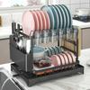 Cross-border Kitchen Dish Rack Set: Bowl, Plate, Knife & Chopstick Holder with Cutting Board Rack & Drip Tray