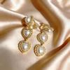 Vintage Long Rhinestone Ear Clips Without Ears Hole Earrings Temperament Crystal Pearl Clip On Earrings for Women Wedding Party