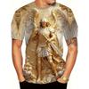 Mens 3d Angel Warrior Graphic T Shirt Golden Sword Design 3D Printed Tshirt For Men Clothes Wing Ornate Border Unisex Tee Tops