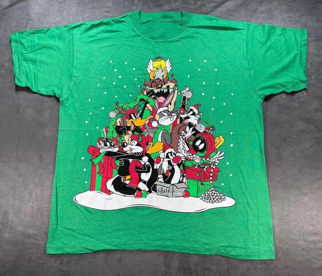 Men s and Women s T-shirts VTG Looney Tunes Christmas Holiday Heavy Cotton Green XXXXL