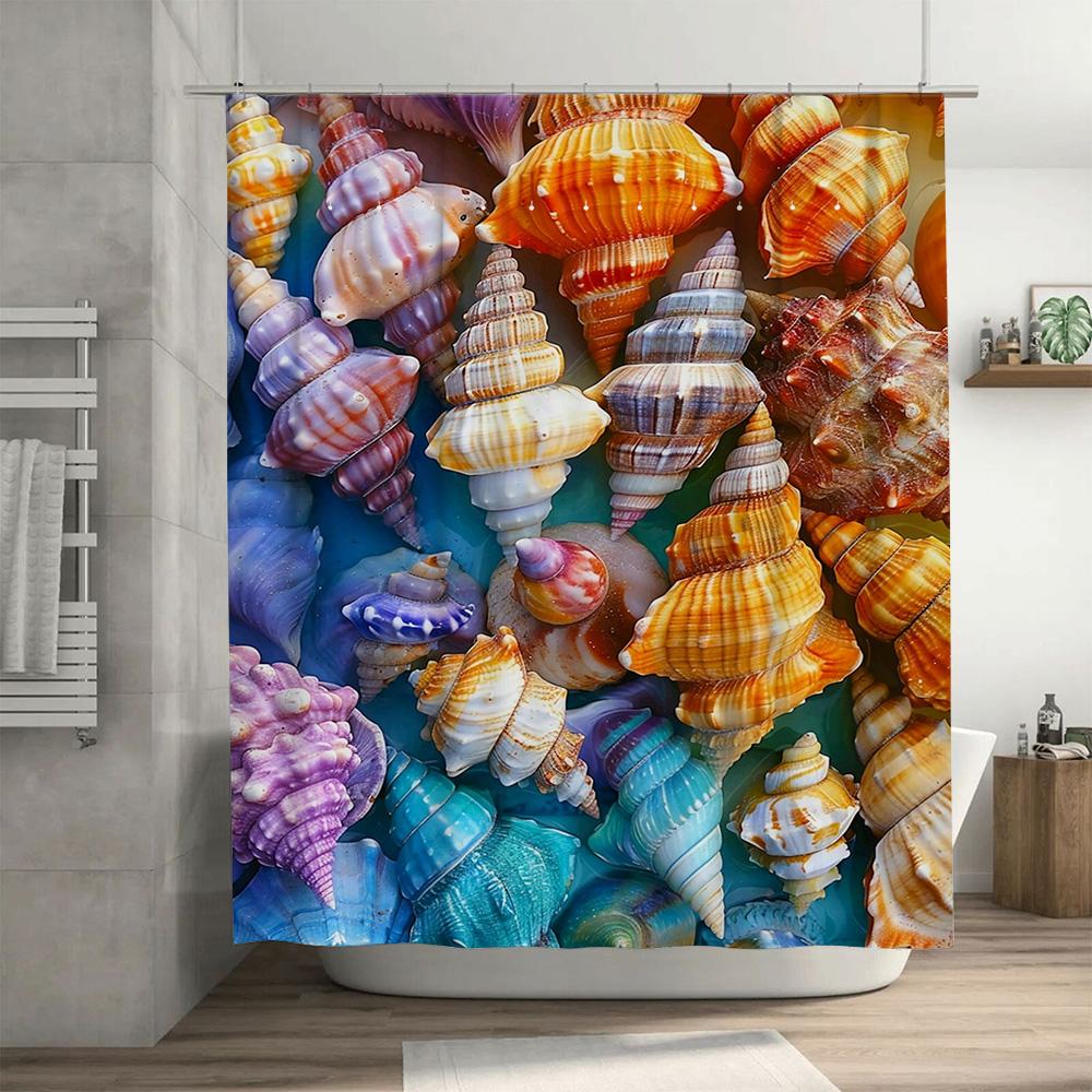 Beach Vibes Shower CurtainVibrant Seashell Print for Your Bathroom Decor