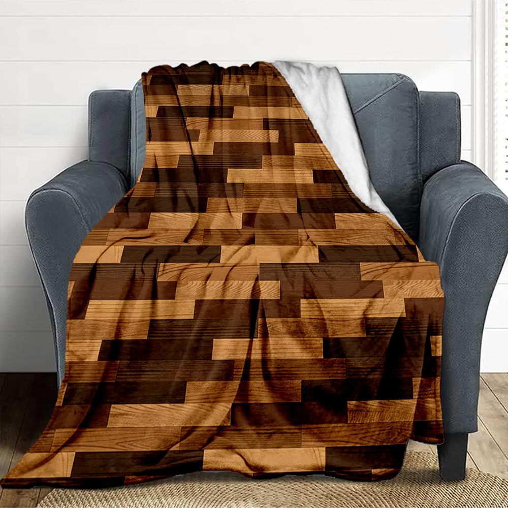 Wooden Flannel Blanket Throw Blanket Soft Warm Sofa Bed Camping Home Decor Unique Christmas Gift C926459