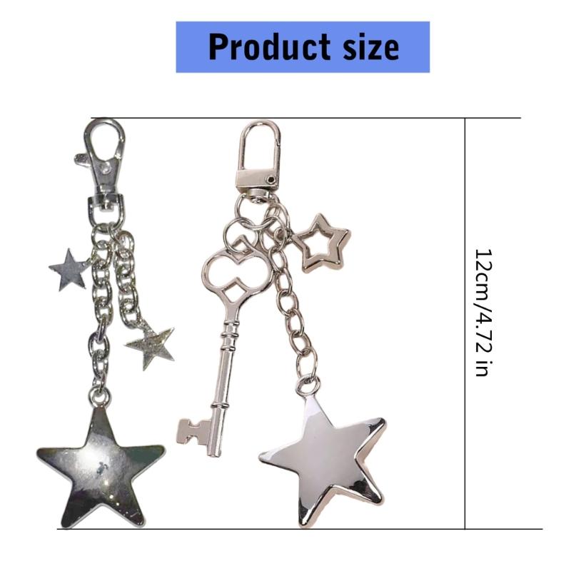 Star Bag Charm Trendy Bag Accessory Fashion Statement Pendant Gothic Key Ornament Alloy Texture for Keys and Purses