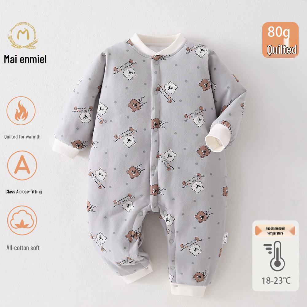 Maienmier Quilted Baby Onesie - Warm Autumn/Winter Newborn Romper (80g, Class A)