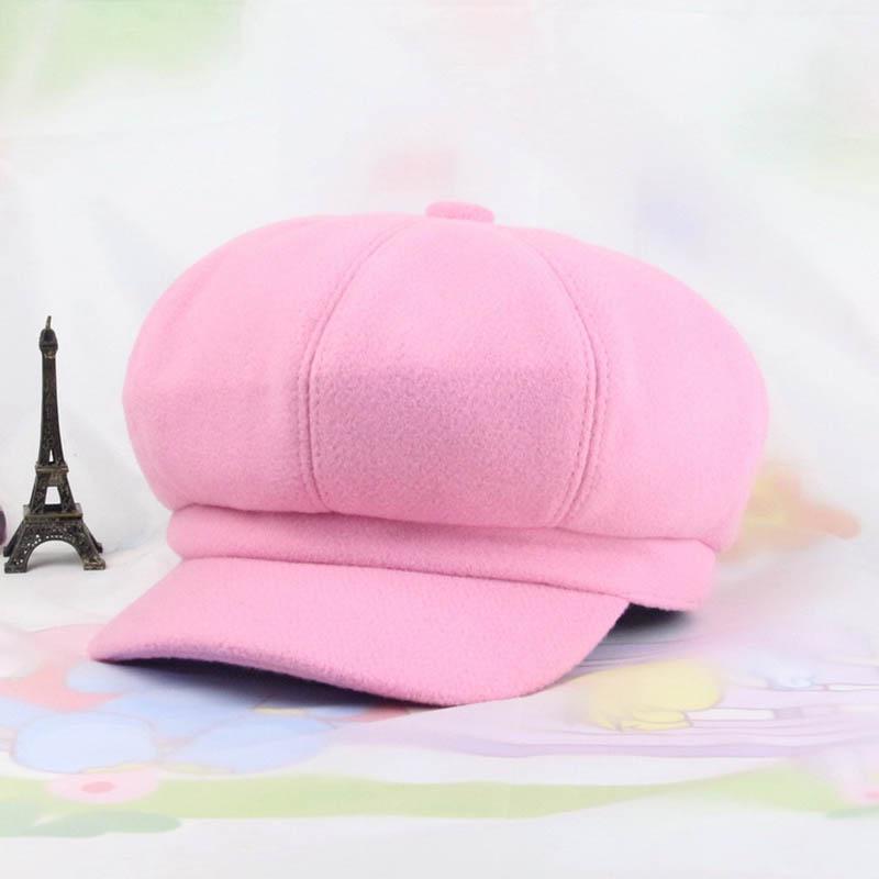 

Женская однотонная винтажная шерстяная восьмиклинка Гэтсби, кепка водителя, шляпы Pink