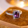 Luxury Female Purple Zircon Stone Engagement Ring Charm Silver Color Wedding  For Women