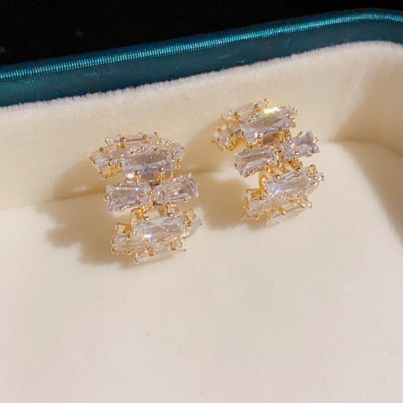 Zircon C-Shaped Stud Earrings for Women Jewelry