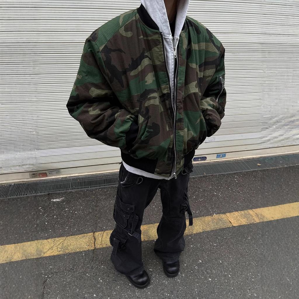 New tooling camouflage hooded jacket trendy loose men's top plus fat jacket