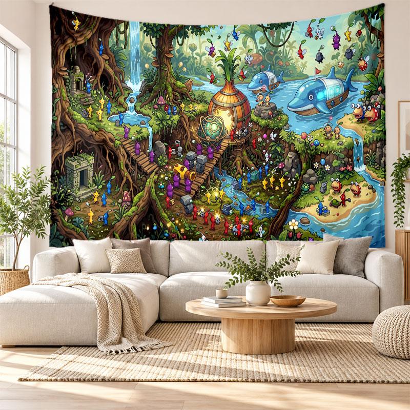 Pikmin Wall Tapestry Home Decor Hanging Cloth Art Background Tapestry for Bedroom